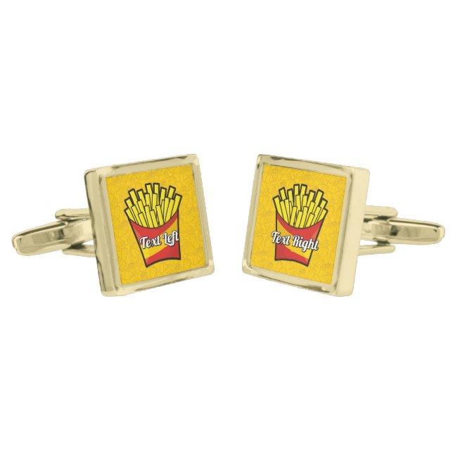 French Fries Gold Cufflinks (Angled)