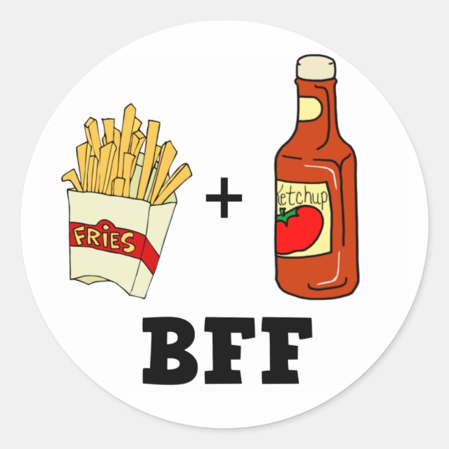 French fries & Ketchup BFF Classic Round Sticker (Front)