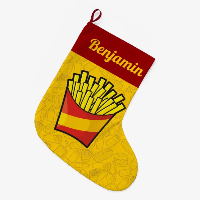 French Fries Large Christmas Stocking (Front (Hanging))