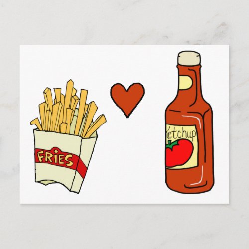 French Fries Love Ketchup Postcard