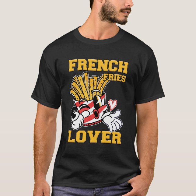 French Fries Lover Men Black T-Shirt (Front)