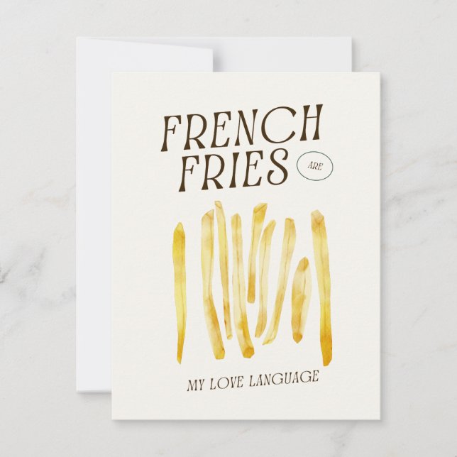 French Fries Lovers Funny Note Card (Front)