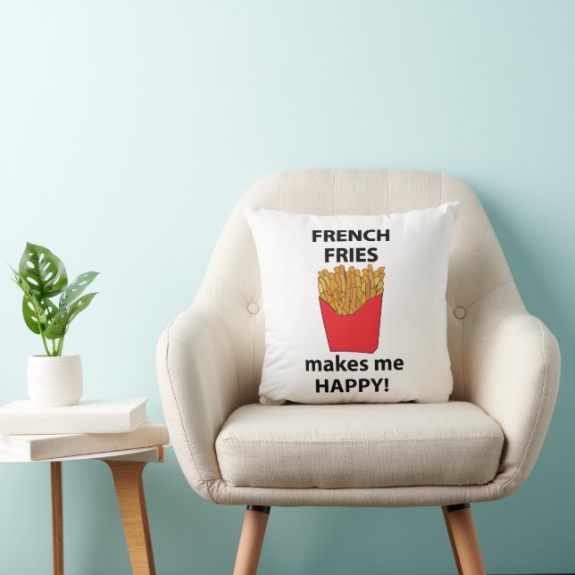 French Fries Makes Me Happy French Fries  Throw Pillow (Chair)