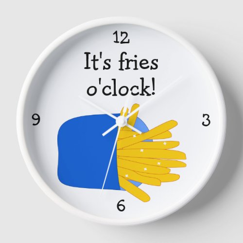 French Fries OClock fun food graphic Wall Clock