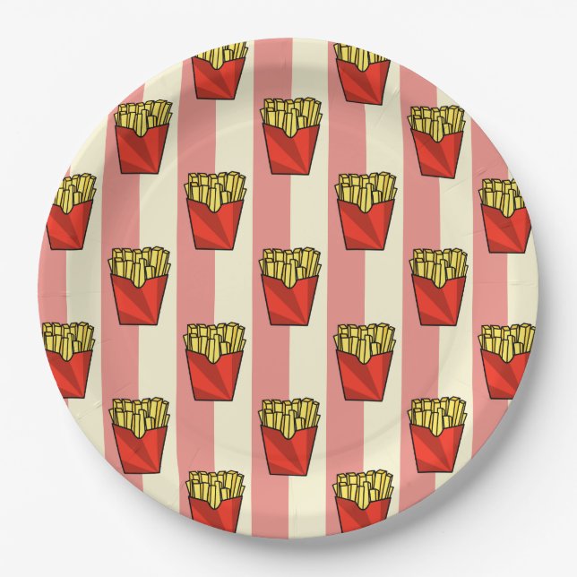 French Fries Pattern Paper Plates (Front)