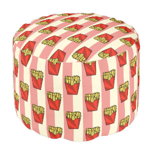 French Fries Pattern Pouf
