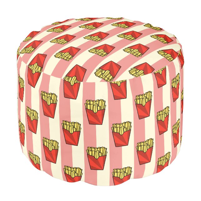 French Fries Pattern Pouf (Angled Front)
