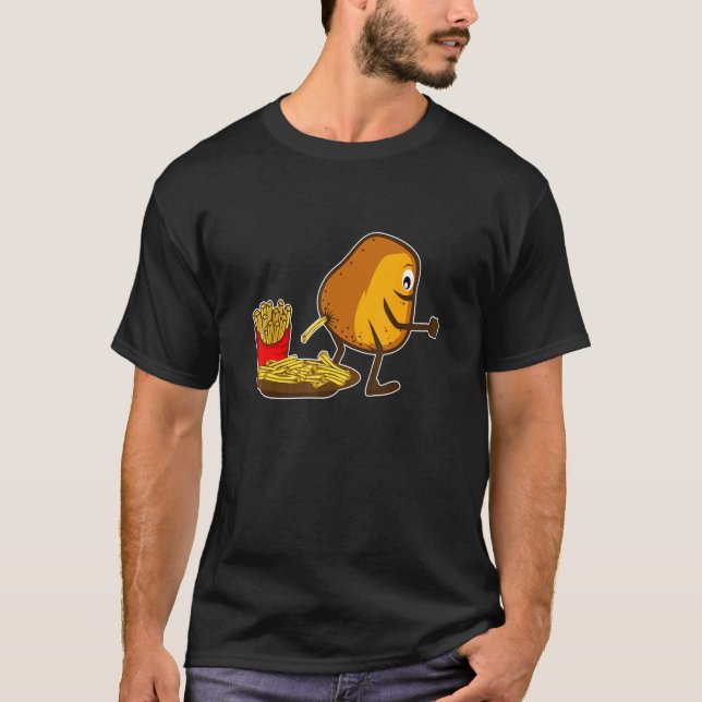 French Fries Potato Pooping Fries Humor T-Shirt (Front)