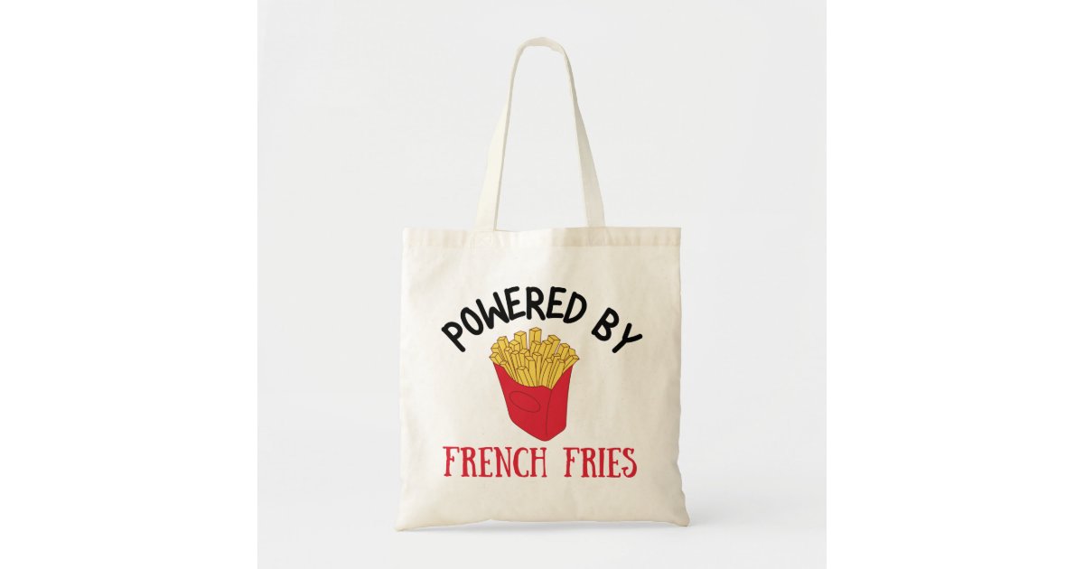 french fries powered by french fries tote bag