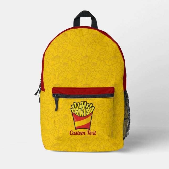 French Fries Printed Backpack (Front)