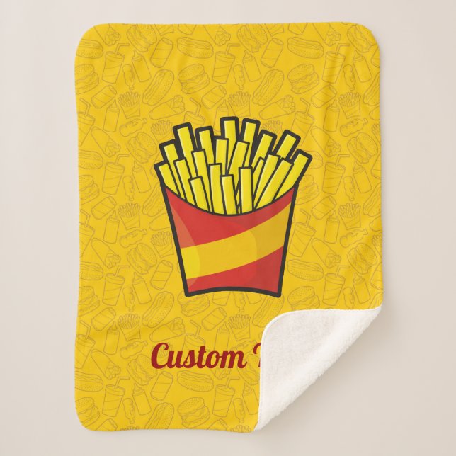 French Fries Sherpa Blanket (Front)