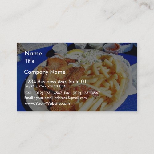 French Fries Shrimp Crab Cakes Fish Tartar Business Card