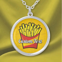 French Fries Silver Plated Necklace