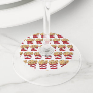 French Fries Small Fry Chips Fast Food Foodie Wine Glass Tag