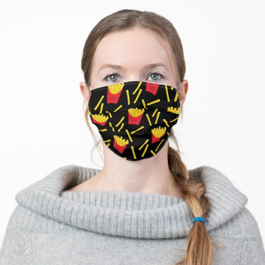 French Fries Summer Junk Food Print Adult Cloth Face Mask (Worn)