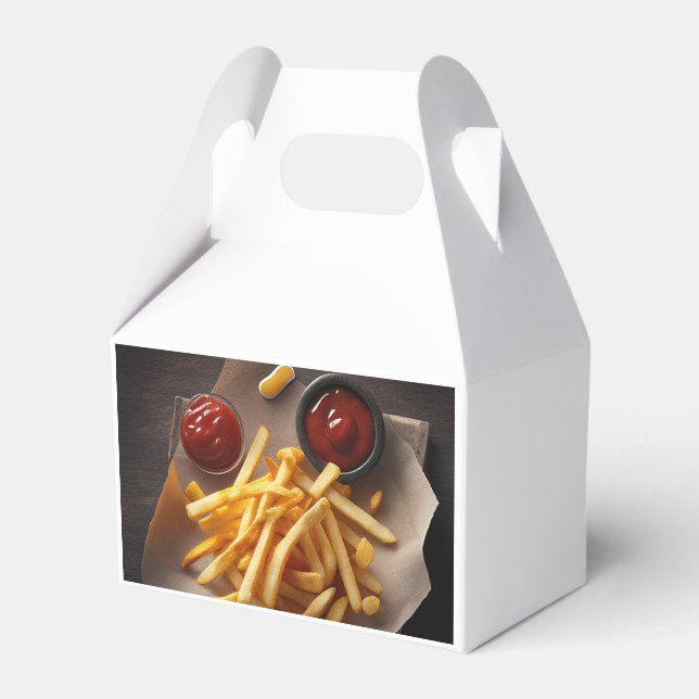 French fries with sause tasty snackes favor boxes (Front Side)