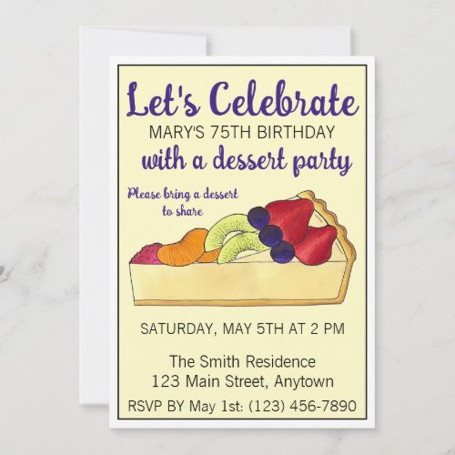 French Fruit Custard Tart Dessert Party Birthday Invitation