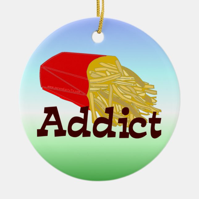 French Fry Addict Ceramic Ornament (Front)