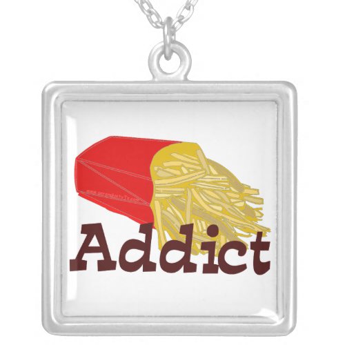 French Fry Addict Silver Plated Necklace