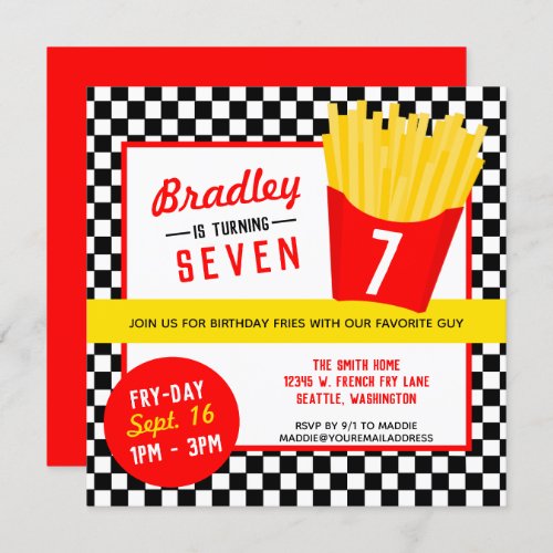 French Fry Birthday Party Invitation