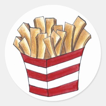 French Fry Fast Food Fries Foodie Potato Stickers by rebeccaheartsny at Zazzle
