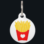 French Fry Love Pet ID Tag<br><div class="desc">The French Fry Love Pet ID tag designed by Enchantfancy Design Company features a red fast-food style fry container decorated with a white heart and filled with yellow french fries. Personalize the backside with your pet's name and your contact information.</div>