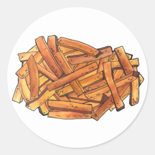 French Fry Steak Fries Fried Potatoes Junk Food Classic Round Sticker