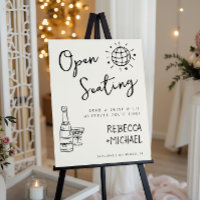 French Fun Hand Drawn Open Seating Wedding Sign