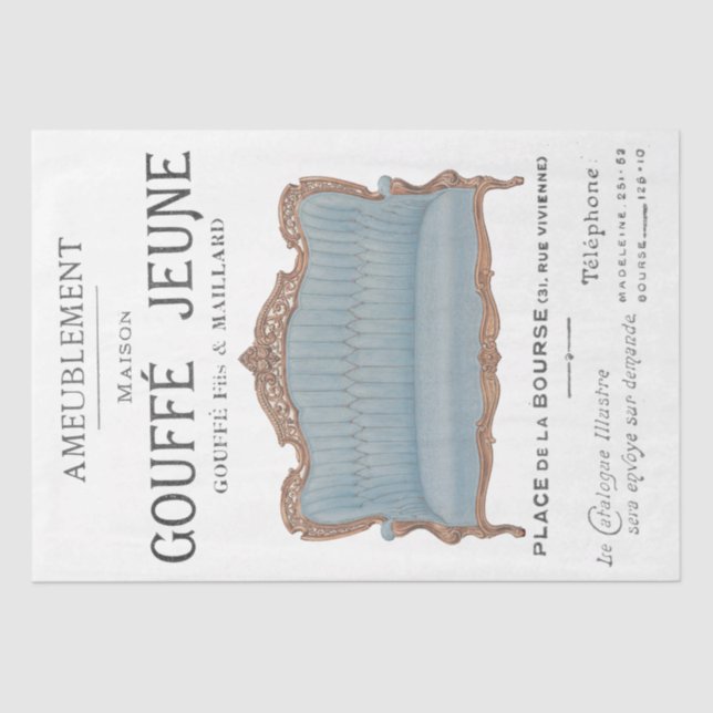 French Furniture Advertisement Vintage Decoupage   Tissue Paper (Front)