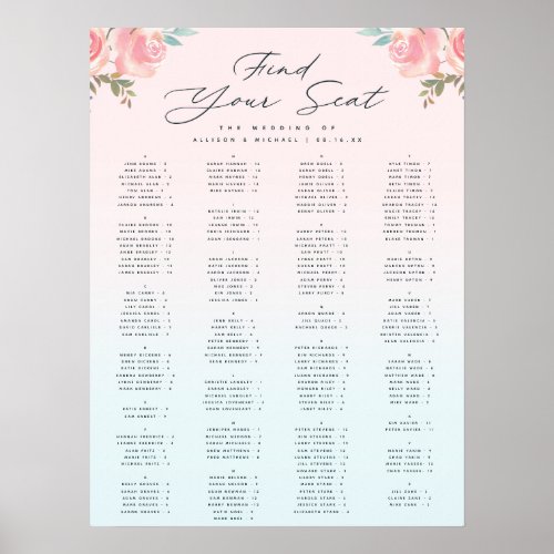 French Garden Alphabetical Wedding Seating Chart