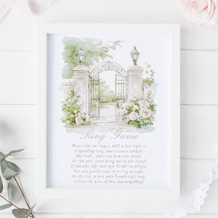 French Garden Chateau Pastel Ring Game Bridal Poster