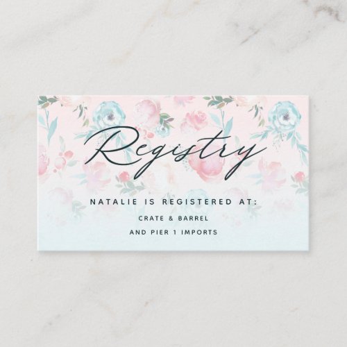 French Garden Floral Bridal Shower Gift Registry Enclosure Card