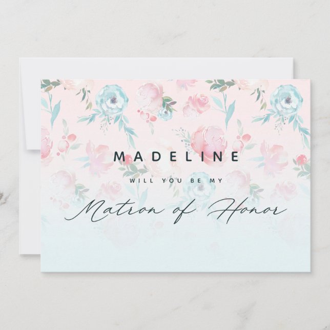 French Garden Floral Matron of Honor Proposal Card (Front)