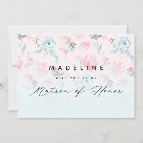 French Garden Floral Matron of Honor Proposal Card