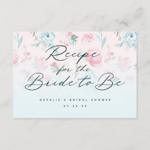 French Garden Floral Peony Bridal Shower Recipe Enclosure Card