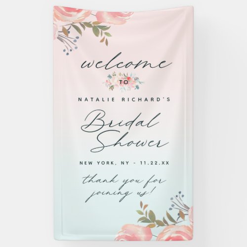 French Garden Floral Peony Bridal Shower Welcome Banner