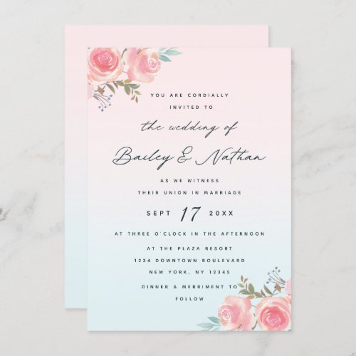 French Garden Floral Peony Calligraphy Wedding Invitation
