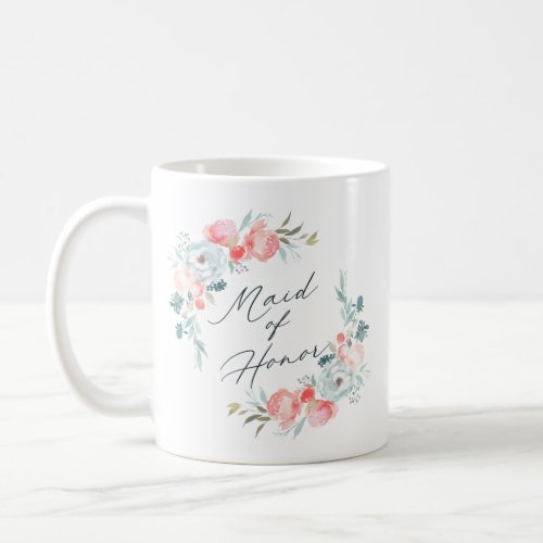 French Garden Floral Peony Maid of Honor Quote Coffee Mug
