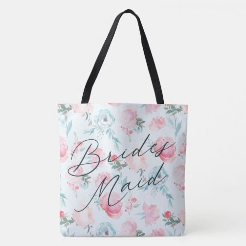 French Garden Floral Peony Personalized Bridesmaid Tote Bag
