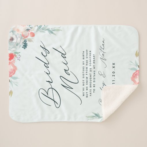 French Garden Floral Peony To My Bridesmaids Quote Sherpa Blanket Zazzle