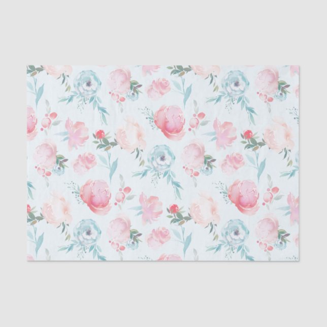 French Garden Floral Pink Peony Pattern Wedding Tissue Paper (Front)