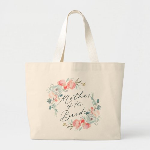 French Garden Floral Wreath Mother of the Bride Large Tote Bag