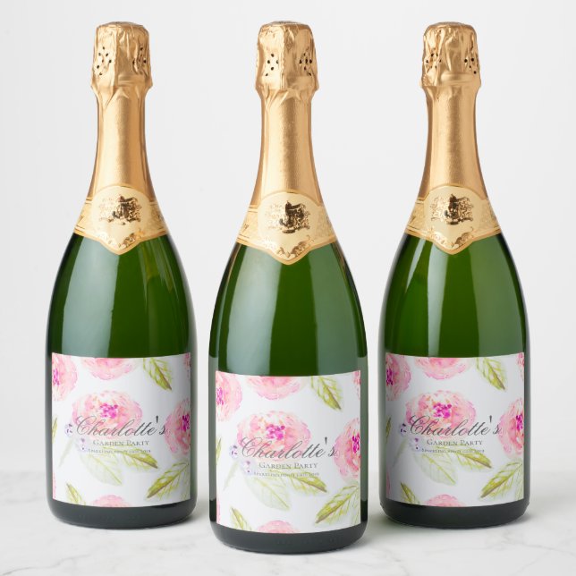 French Garden Party Bridal Shower Sparkling Wine Label (Bottles)