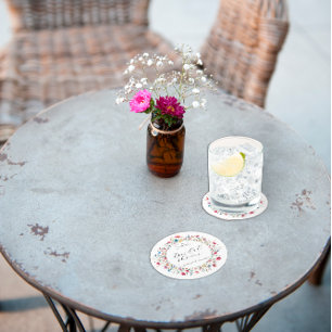 French Garden Party flower  Round Paper Coaster