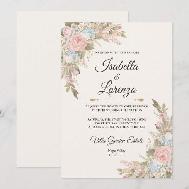 French Garden Romance Suite Wedding Invitations (Front/Back)