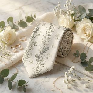 French Garden Toile Botanical Neck Tie