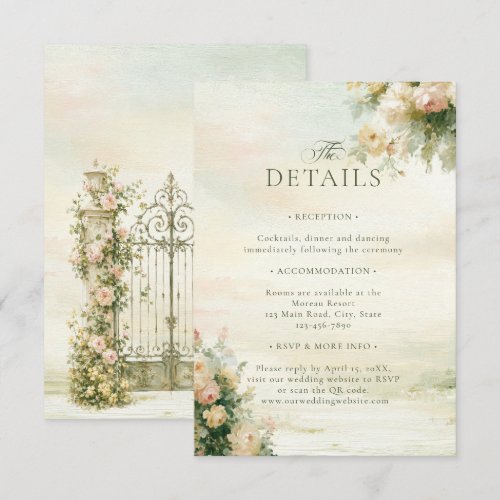 French Garden Wedding Details Romantic Watercolors Enclosure Card
