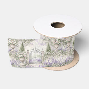 French Garden Wedding Watercolor Florals Gates Satin Ribbon