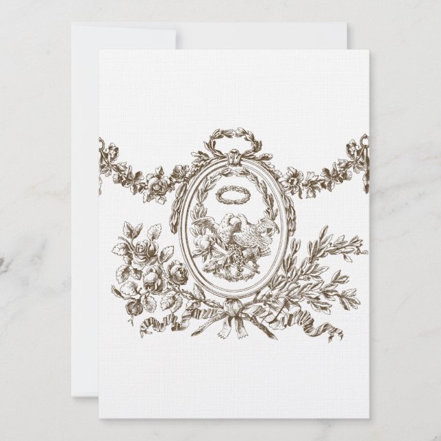 French Garlands Cartouche Wedding Invites (Front)