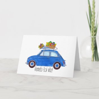 French Get Well Blue Retro Fiat 500 Card by studioportosabbia at Zazzle